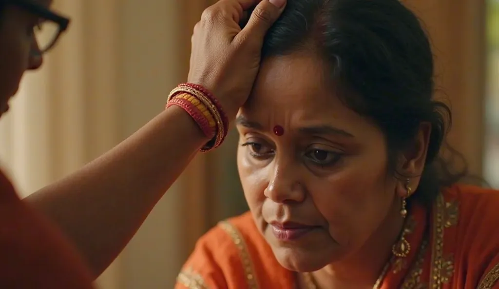 "Rahul bends down and touches his mother’s feet before leaving for college. She places her hand on his head, blessing him with love and pride. The camera zooms in on her teary eyes, filled with both sadness and immense pride