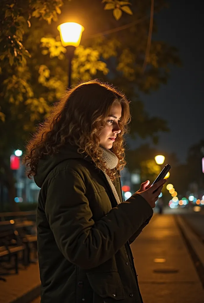 Imagine a cold night in Curitiba, where the gentle breeze carries the scent of the Ipê flowers that fall slowly The sidewalk illuminated by lamp posts yellowish. O Dark sky contrasts with the soft glow of the city in the background, giving a mysterious and...