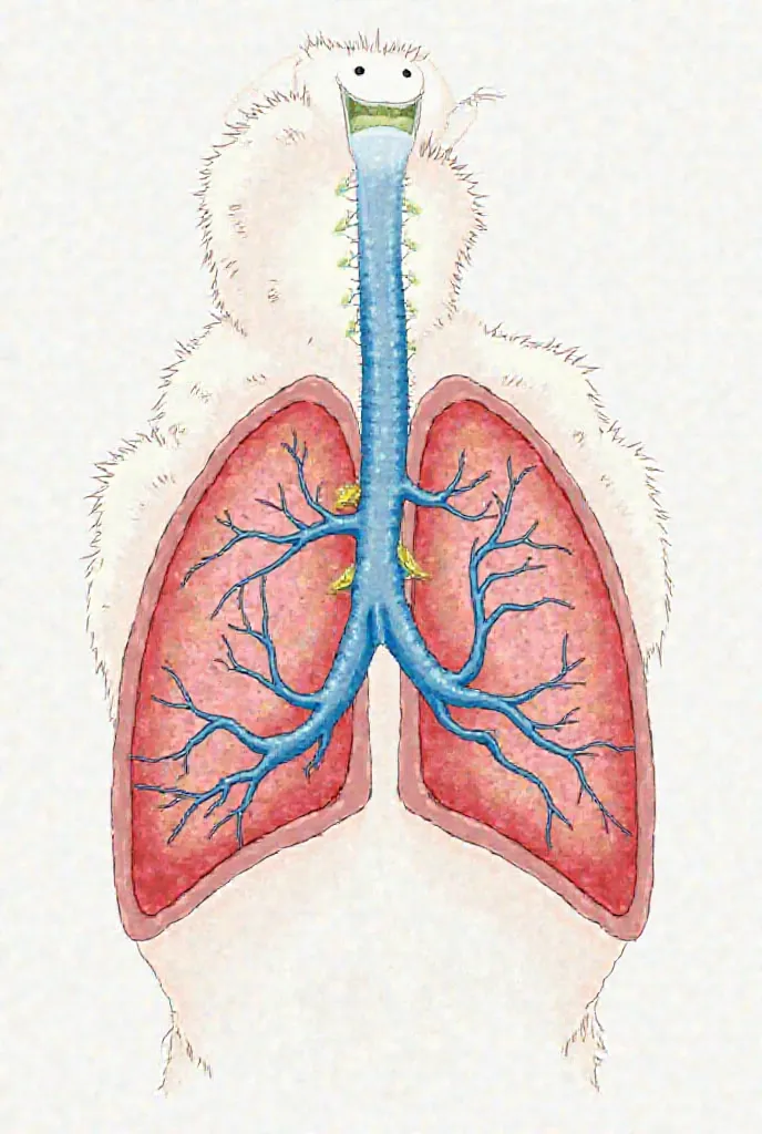 Generate a drawing of the direction of gases in the lungs of a hedgehog