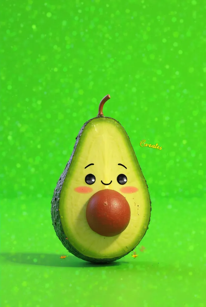 Create an image with a green background and in the middle an animated avocado that says Bea Creates
To the cell number: 