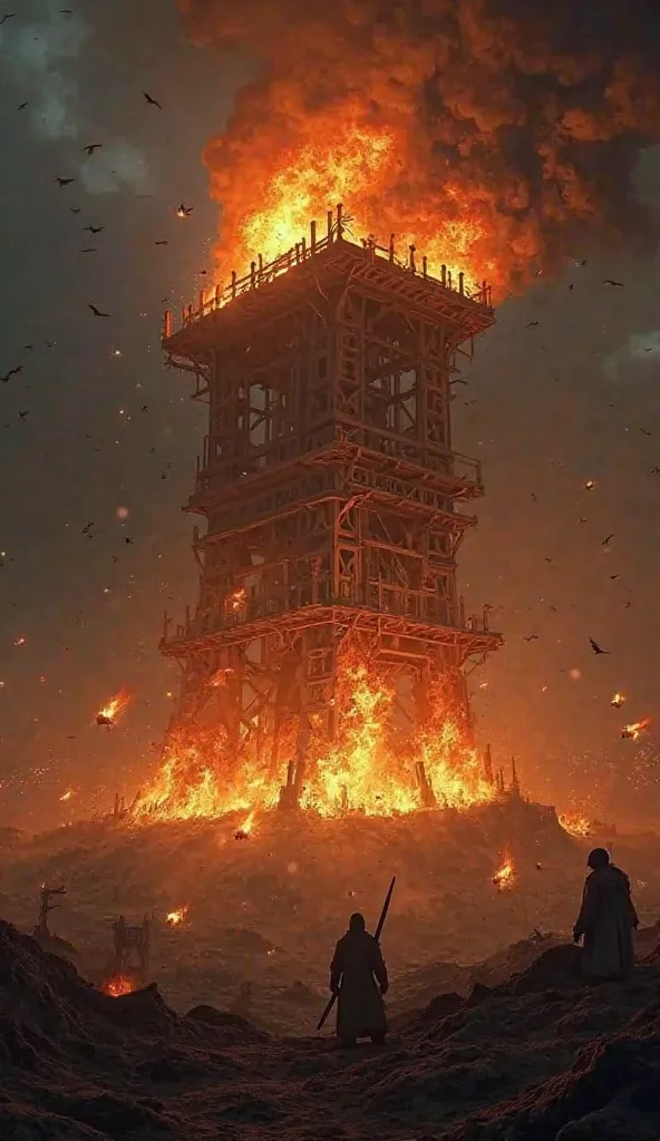 hyper realistic, ultra detailed photography In Determined to break the stalemate, they constructed a massive siege tower. During a nighttime assault, the Fatimids set the tower 