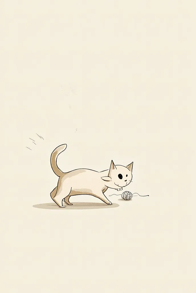 Minimalistic vector-style sketch of a cat playing with a ball of yarn