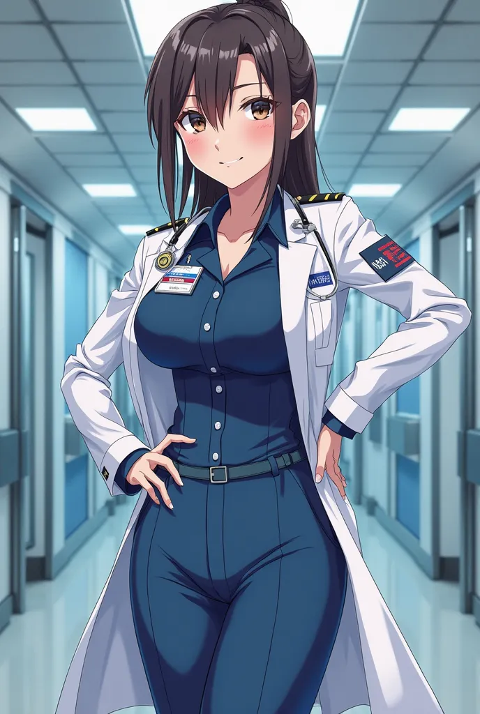 Great doctor with big boobs, fitted uniform anime version