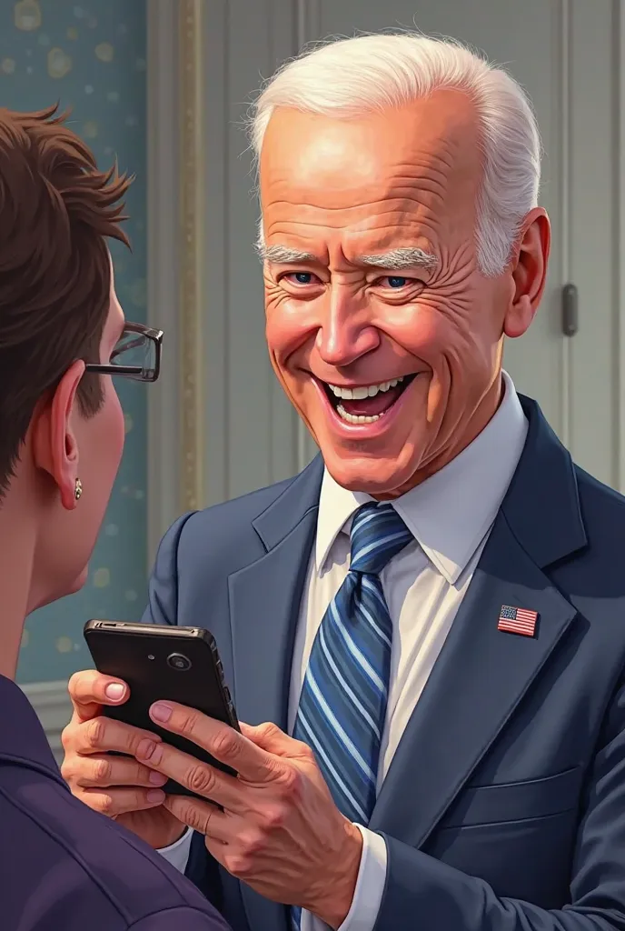 Joe Biden showing the phone how he is playing fc mobile