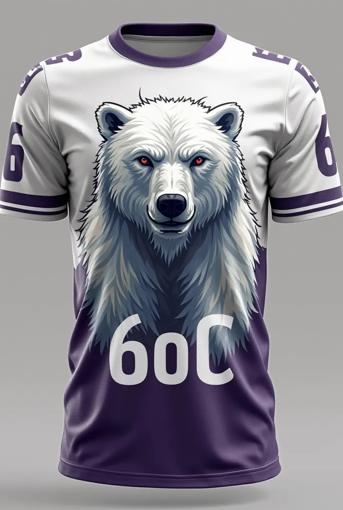 Create a gang jersey with an image on the jersey of a courageous and athletic polar bear,with an expression of determination and strength determination unity and courage on your face. he must be in a pose that transmits strength and leadership,as if ready ...