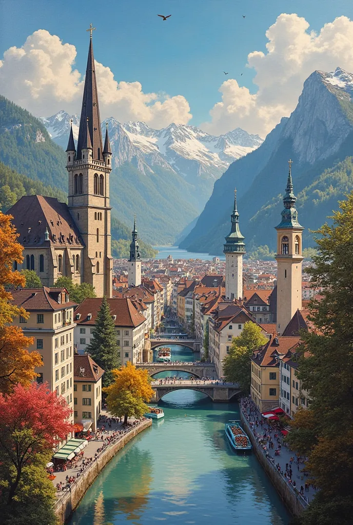 Give me a triptych of the city of Switzerland 