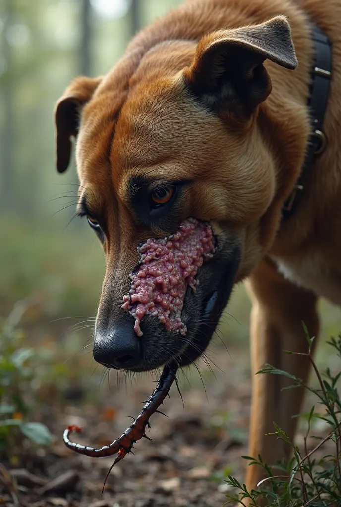 A leech on a dog’s penis