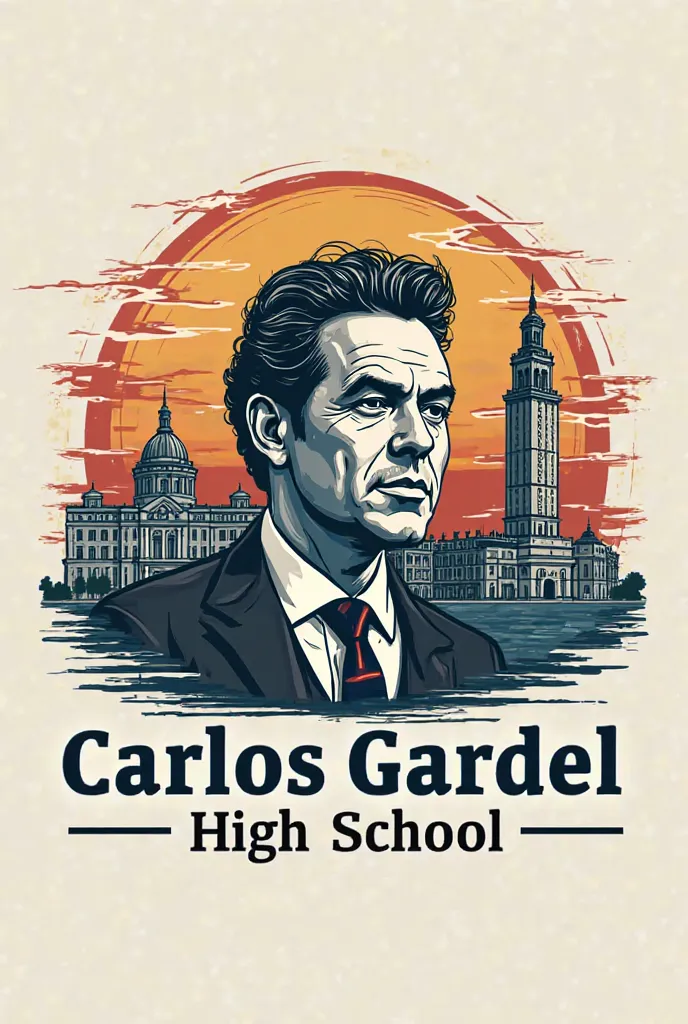 Create a logo for a school in Argentina that says Carlos Gardel High School