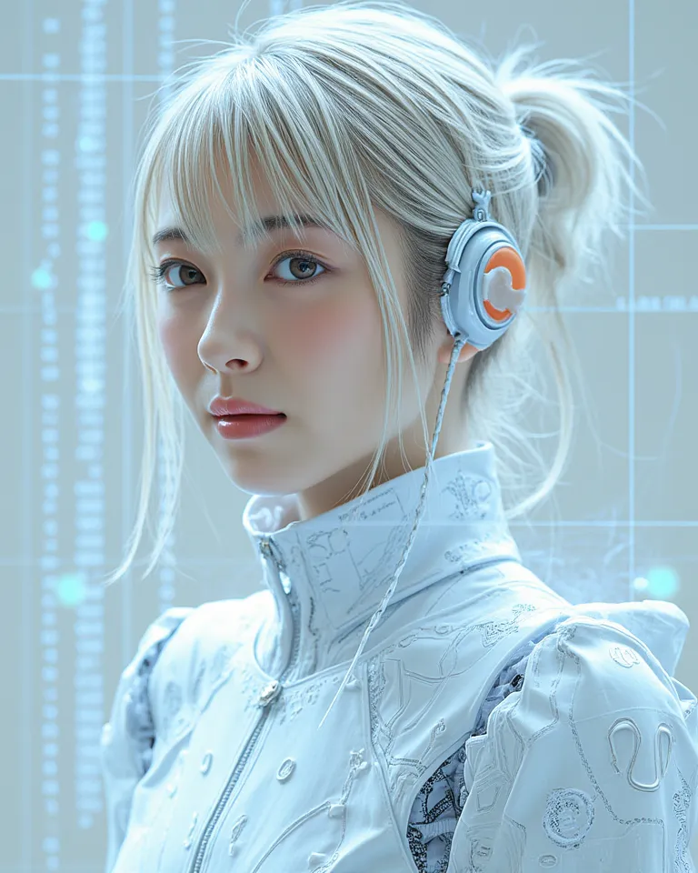 android girl blueprint, (masterpiece:1.2,   excellent quality, Mirror-like, cinematic experience, photorealistic:2.0, RAW photo:2.0, very well detailed), 8k,  wallpaper, (hologram to display the blueprint:2.0), (beautiful woman:2.0), Female Cyborg, Use the...