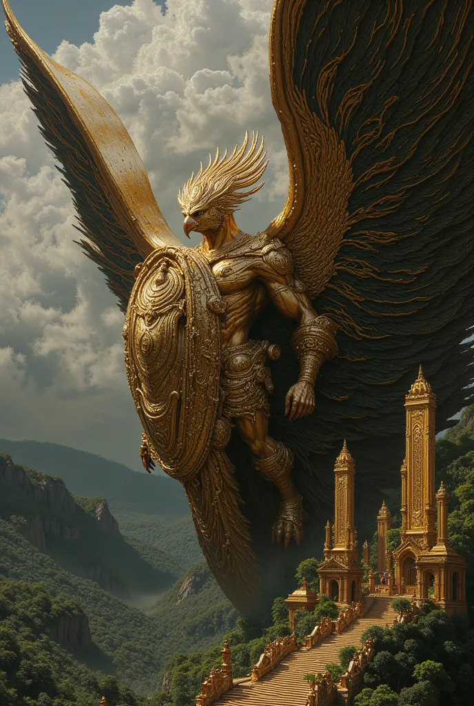 Garuda bird is a mythological creature that protects Indonesia, very gallant bird flying high,