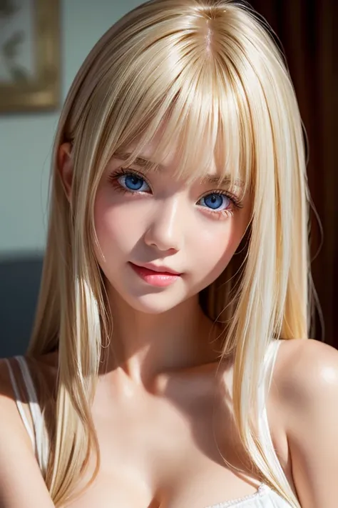  Clear White Glossy Skin 、style blonde gets in the way in front of her cute face、Huge Boobs、Extraordinary white blonde girl、  cute sexy little beautiful face 、beautiful straight blonde hair that shines、Big Breasts, very perfect, beautiful, big, very clear,...