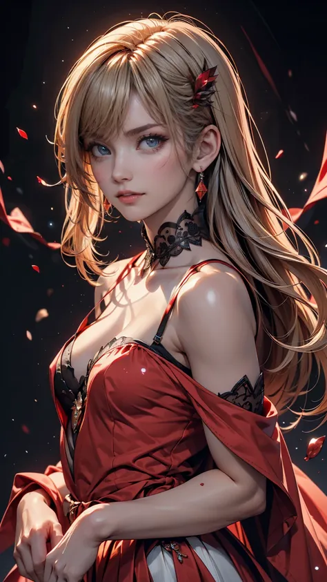 ((masterpiece,best quality)),1 girl,Beautifully detailed eyes, detailed face, (full body:1.2), long white hair, red eyes,  Small Breasts, (black background:1.2), Blood particles, Shady face 