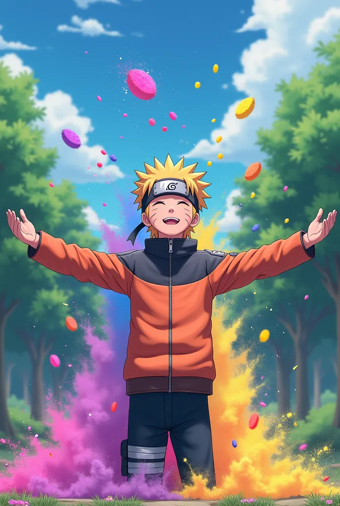 Hinata throwing colour on naruto