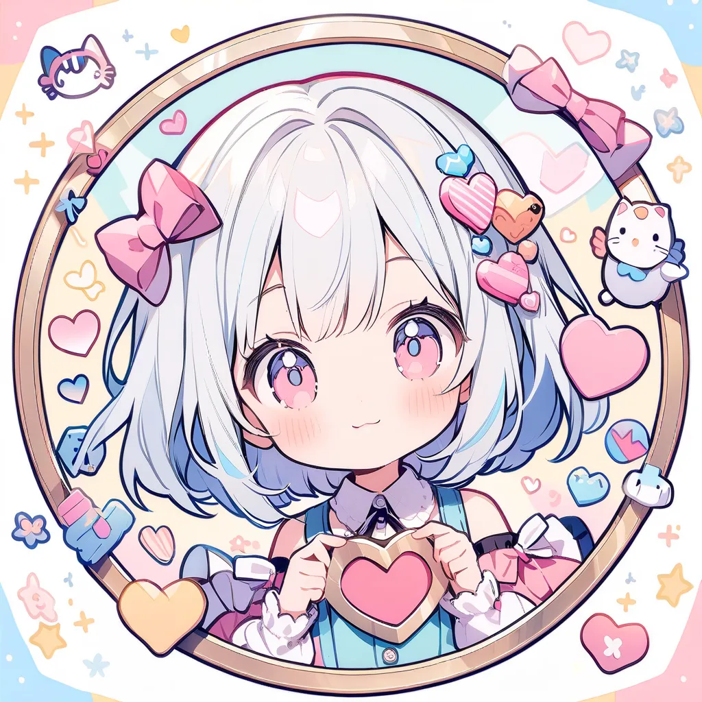 (Circular frame1.7),1 girl,like, heart,cute, icon, Circular frame,