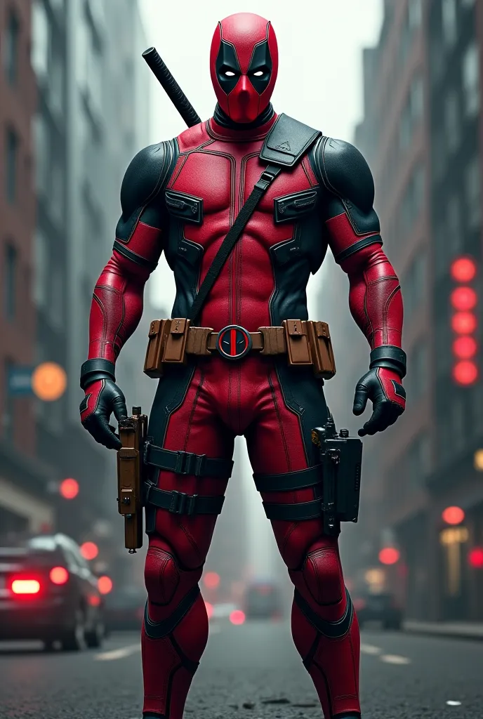 Deadpool in a tactical military suit 