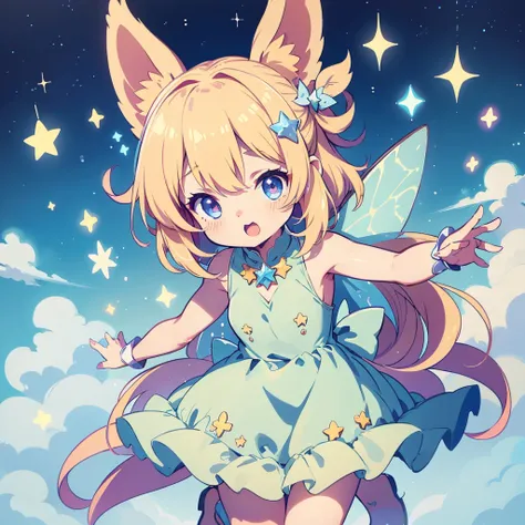 （Fantasy Creatures/Master of the Star Fairy、 small and cute 、Yuru character、The motif is a star）、