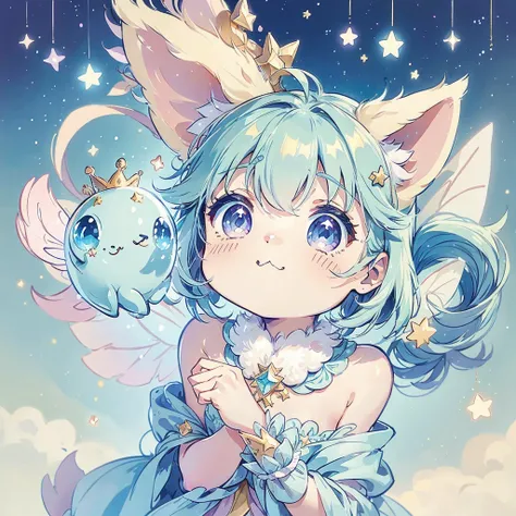 （Fantasy Creatures/Master of the Star Fairy、 small and cute 、Yuru character、The motif is a star）、