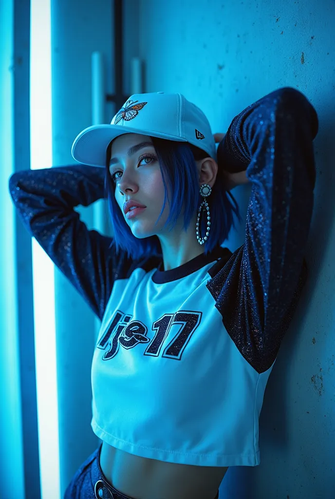 #Midjourney #V61 #Pcode #실사 #Photo

.
# p : pish eye lens photo of Rusian  stunning woman,natural makeup, 25,bob blue black butterfly black hair,Oversized white shimmering baseball Tshirt With the number "LJG17" with shimmering black long sleeves,White bas...