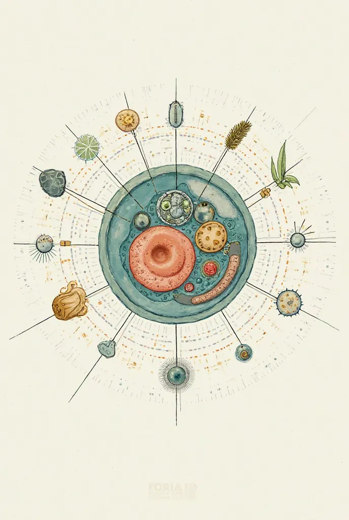 A simple drawing of the cell with its parts 