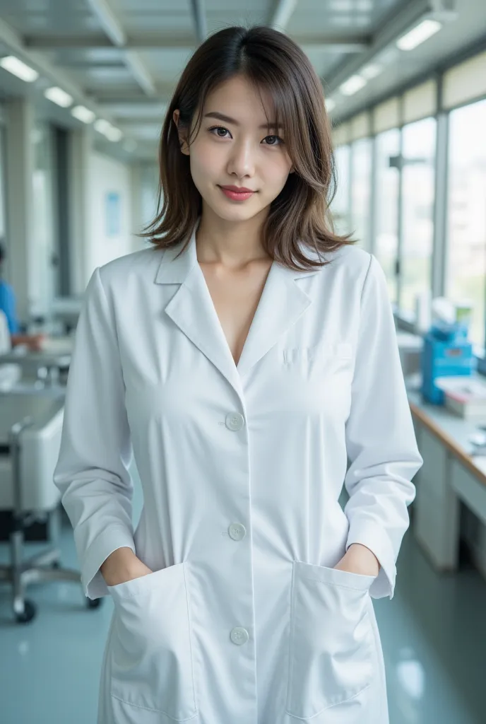 Japanese women、Nurse Jobs、short white coat、 The fine texture of the surrounding area is clearly visible 、emphasizes deep, photo-like depiction、nurse、Full Body Photo Shoot！I don't need anime generation！I don't even need an illustration style！