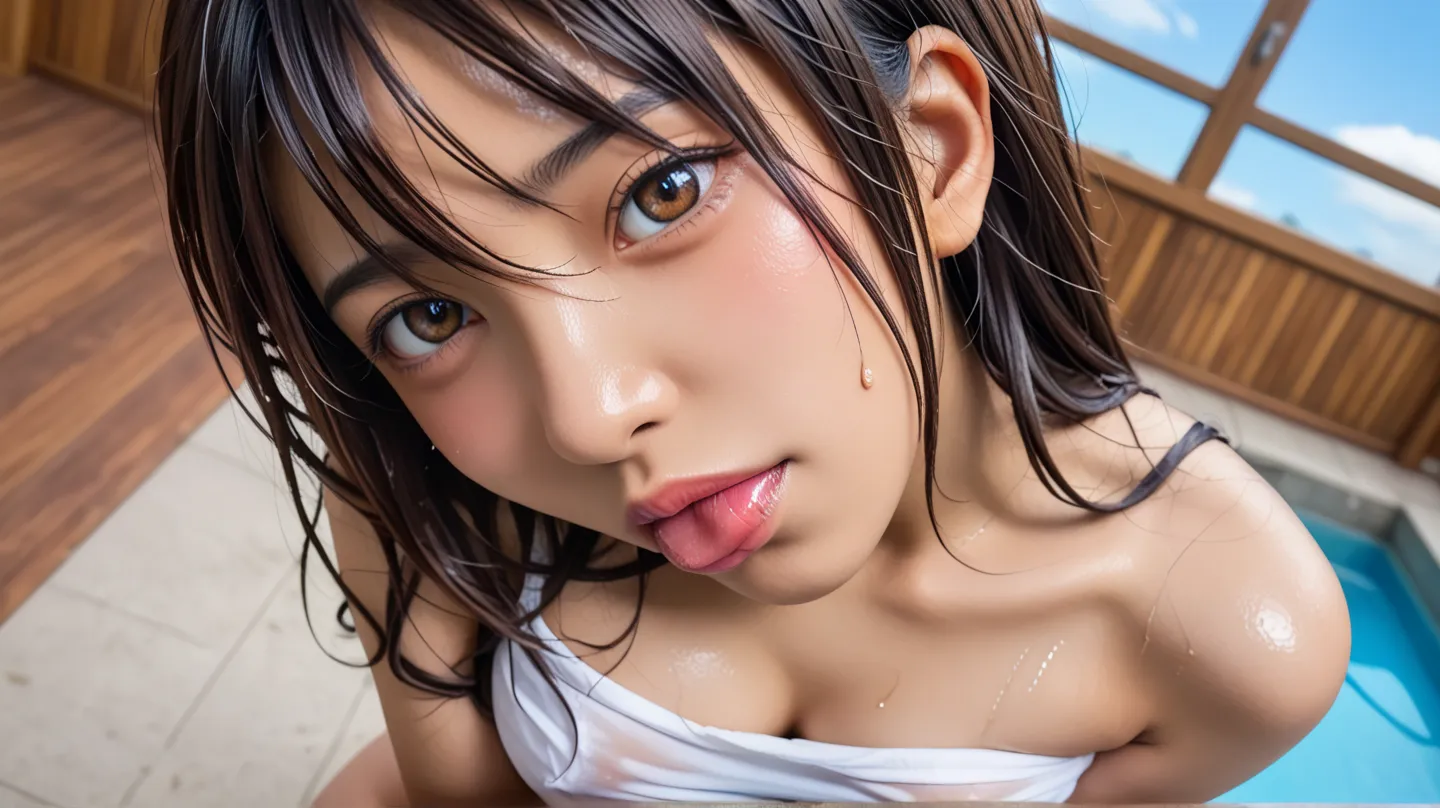  wet、masterpiece 、  top quality  、 ultra high definition、 realistic、  {x} beautiful light is neatly arranged、  RAW photo 、4K Ultra HD、  highly detailed faces that insist on buttocks、clear face、detail eyes、 beautiful eyes、(  Mr.々Half-open eyes with a backgr...