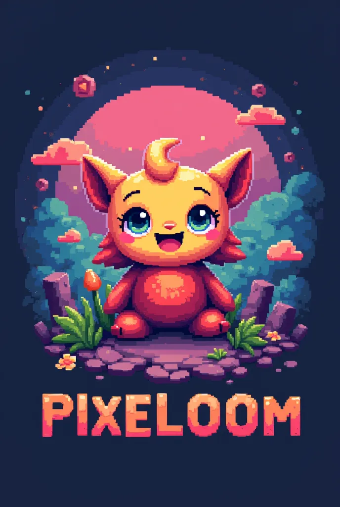 Make the logo of a company that will sell pixel art, Do it in a fun and unique way, make the name of the company appear, It will be called Pixeloom