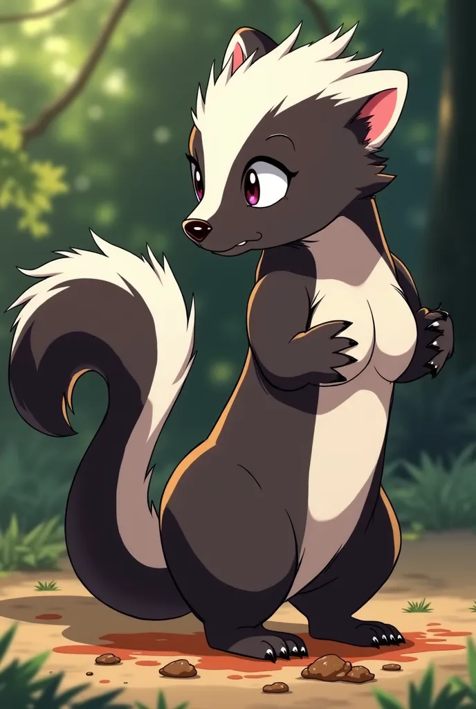 An anime skunk scratches a naked woman covered in poop from the stinky sewer and the woman complains about her horrible smell because she smells realistic 
It stinks a lot that the other skunks brush it with their stinky green gas full of smelly poop and s...