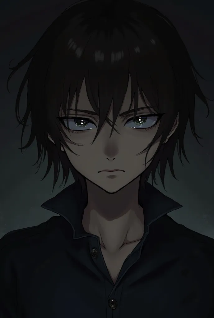 Image of the character Kira Kosuke from btooom. He has to have a dark look. Do it as a  who would be around . He is a boy if . The image must have one and only him in the center. He has to be looking at it with a tormenting and frightening look. He has to ...