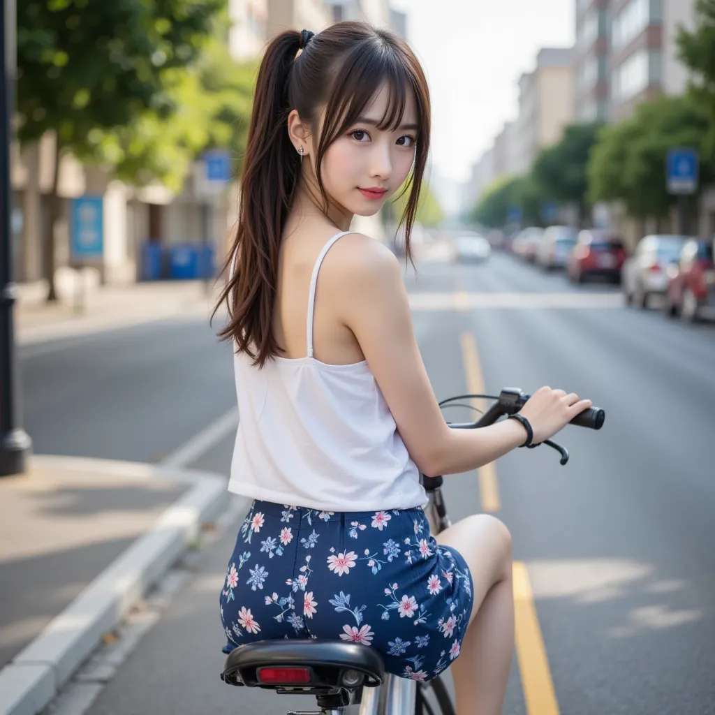 (City roads), masterpiece:1.37,  super realistic, Photorealistic, dramatic scene, smile:0.8, (25 year old asian girl, alone, alone), (medium chest, medium ass, Japanese models, thin waist, beautiful eyes, beautiful face, symmetrical eyes:1.21, ((twintail:1...