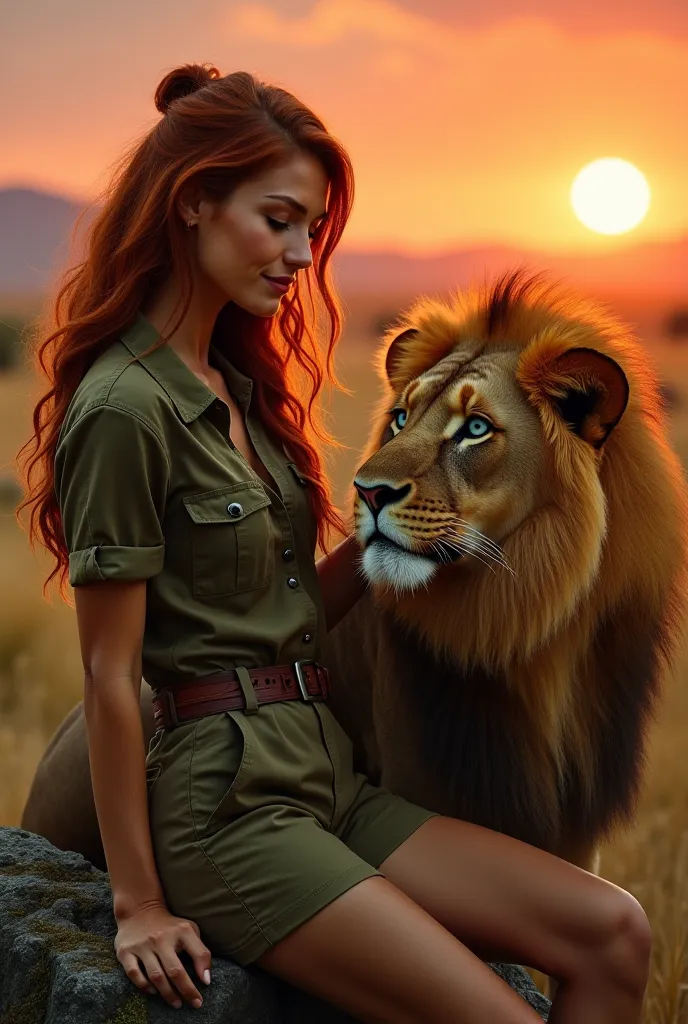 

*Title:* "The Jungle Queen"

* Description :* " amidst the African savanna , a courageous and determined woman confronts the king of jungle: a majestic and powerful lion. but,  instead of fighting , she tames him with her beauty and intelligence.

*Scena...