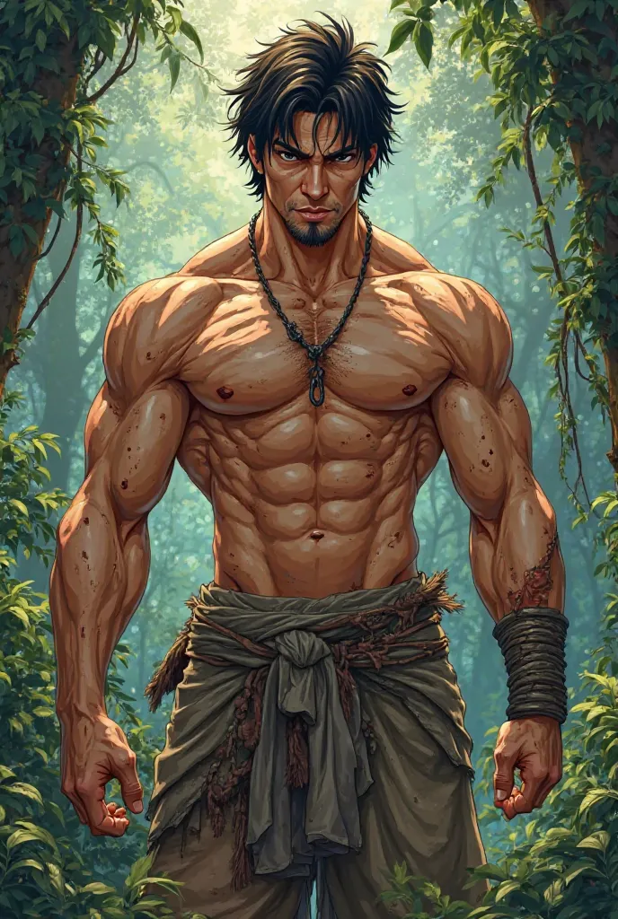 Anime-style character with Sanosuke Sagara and Tarzan traits