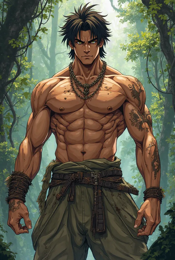 Anime-style character with Sanosuke Sagara and Tarzan traits