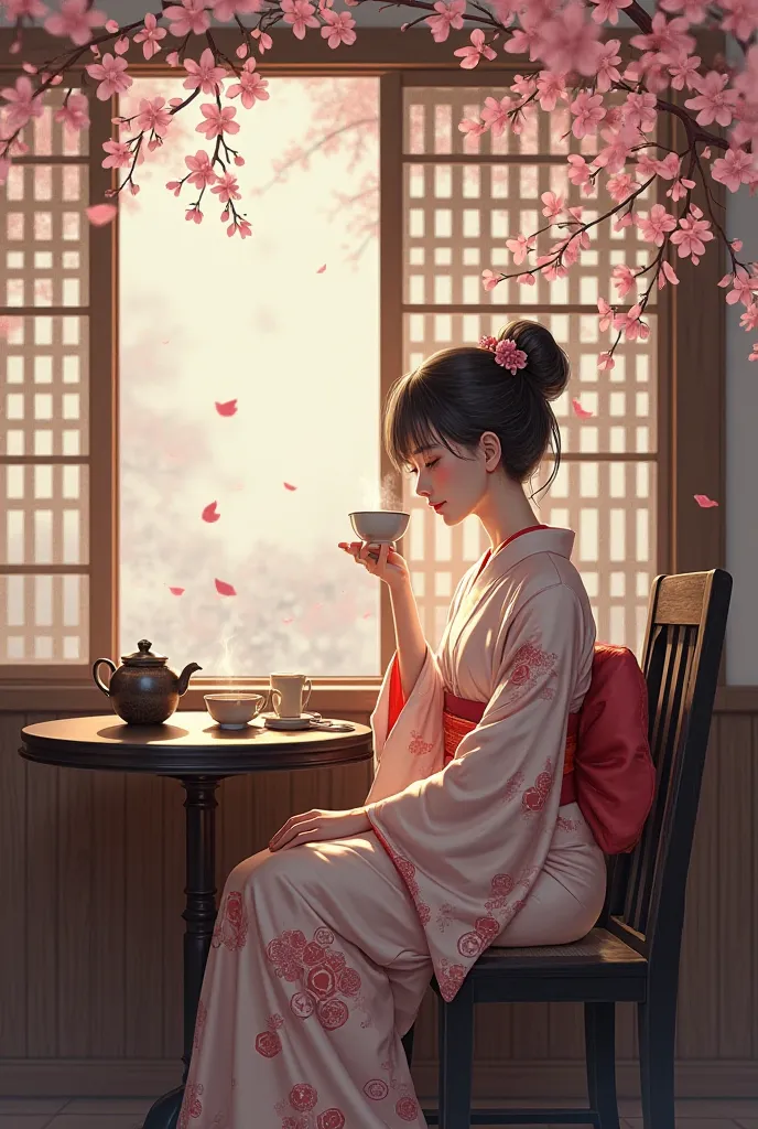 Japanese woman at a cafe