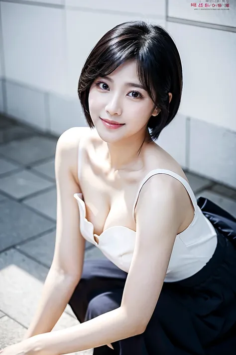 full body、black hair short hair、Age 35、I can see my cleavage、 woman dressed in white , Closeup of Tsuyu , Beautiful Korean Woman Wearing Black Hair, Gorgeous Young Korean Women, Cute Korean Actresses,  Nam Jae-yeon, Korean idol portraits,  Jung Hwa-choi , ...