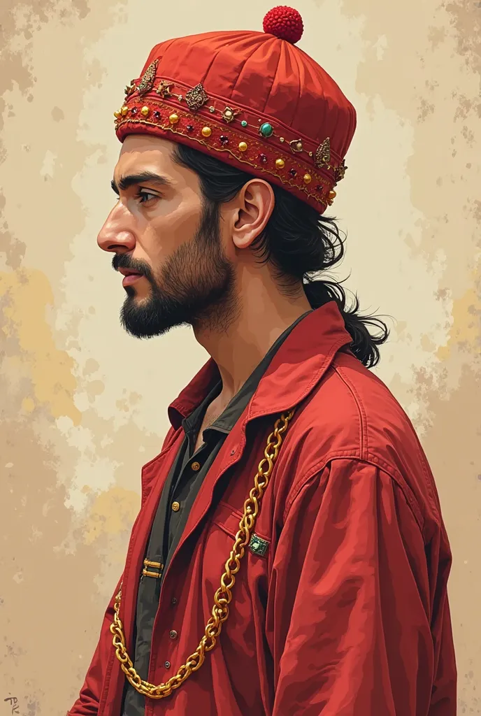 Someone asked him a question and he was wondering (؟؟؟؟؟؟؟؟) Or do you think I want this person in the form of drawings but wear a red Moroccan hat and Moroccan clothes on his head and I want him to be a little funny. I want interactive style  , this perso...