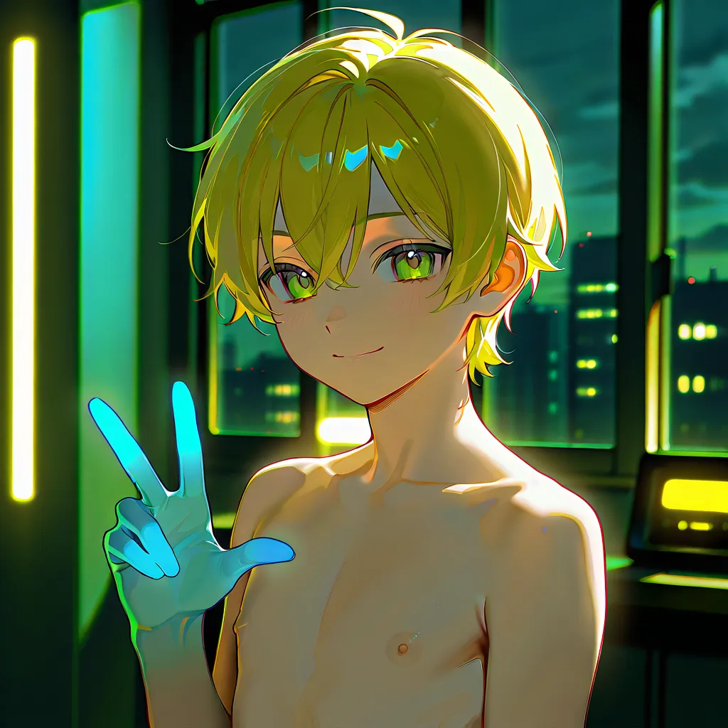 1boy,janitor,uncensored,((cute lopsided light smile)),background backdrop, uncensored,looking at viewer,upper body,{{{gradient color hands}}}