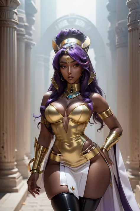 Sexy superheroine, sexy futuristic superhero costume pleated micro mini skirt, Egyptian god temple, 8k resolution, (best quality: 1.1), (anatomically correct: 1.1), (perfect hand: 1.1), ((facial detail: 1.3)), (skin detail ), (perfect eyes), (perfect nose)...