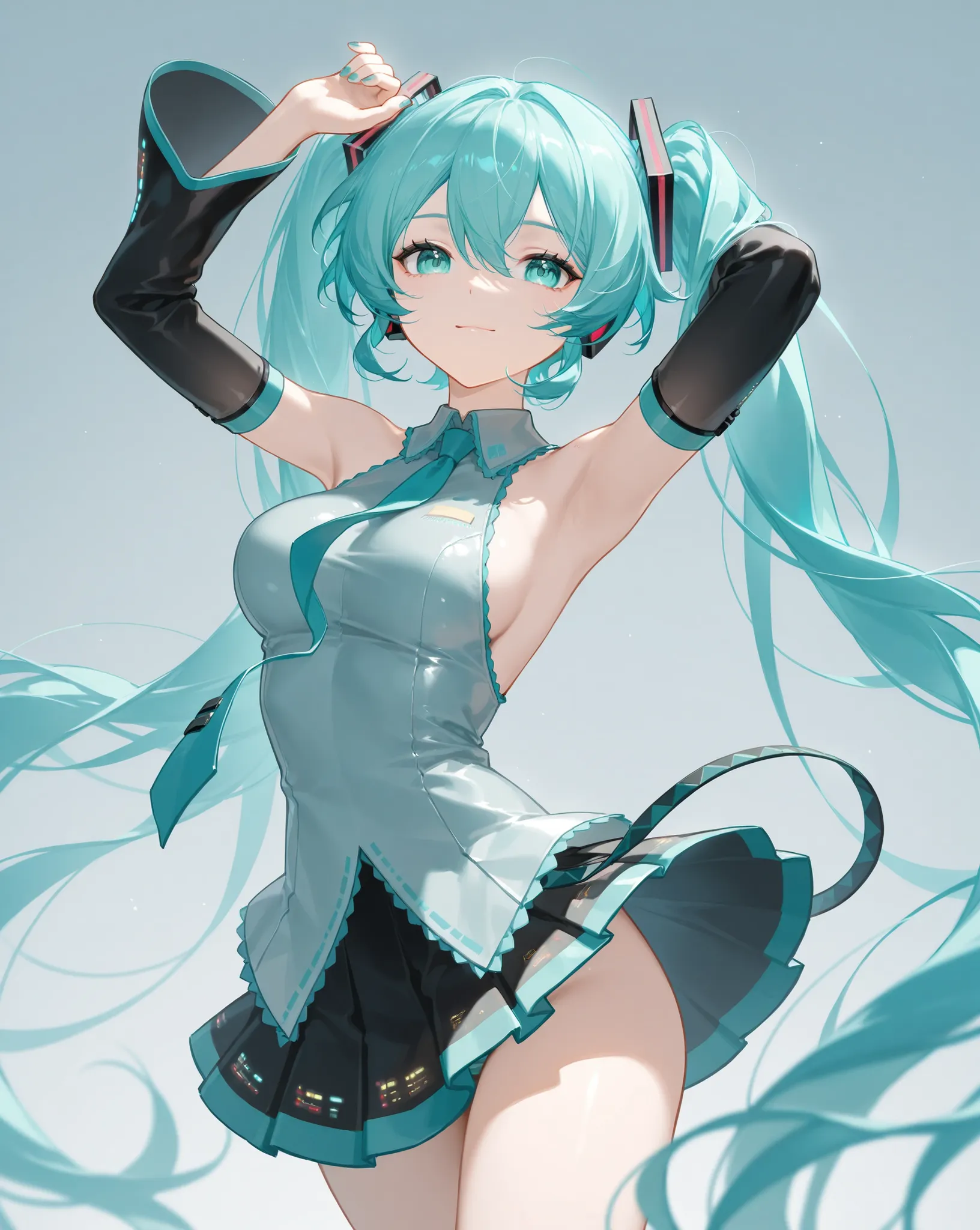 Hatsune Miku、Beautiful breasts、highest resolution、best image quality、Face Zoom、front、 Genshin