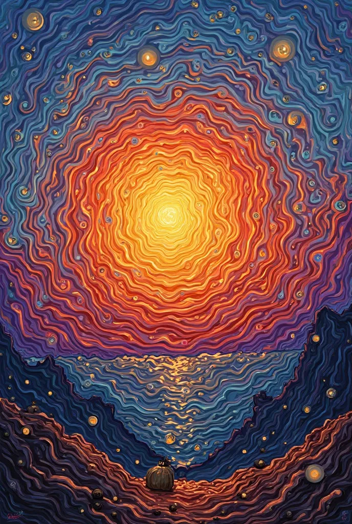 Van Gogh artwork: The red sun melting away in psychedelia 