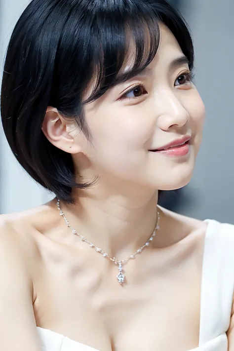 black hair short hair、Age 35、I can see my cleavage、 woman dressed in white , Closeup of Tsuyu , Beautiful Korean Woman Wearing Black Hair, Gorgeous Young Korean Women, Cute Korean Actresses,  Nam Jae-yeon, Korean idol portraits,  Jung Hwa-choi , beautiful ...