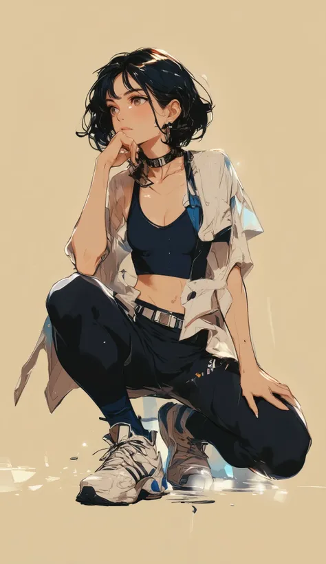 masterpiece, best quality, amazing quality, very aesthetic, absurdres, newest, scenery,high-resolution,digital illustration,highly detailed,digital art,anime, digital art,a woman,female,sui-feng,bleach,navy hair,brown eyes,athletic wear,dark blue sports br...