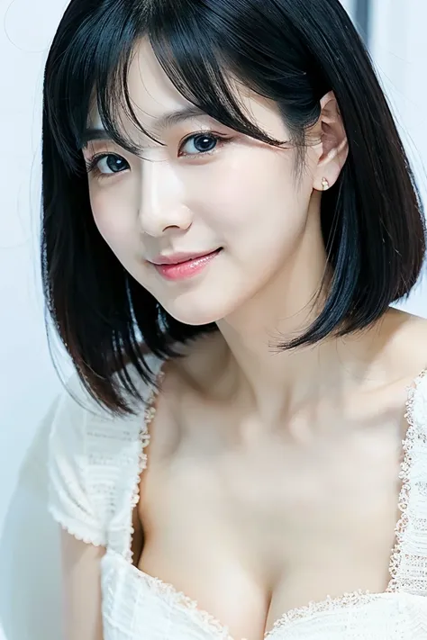 full body、black hair short hair、Age 35、I can see my cleavage、 woman dressed in white , Closeup of Tsuyu , Beautiful Korean Woman Wearing Black Hair, Gorgeous Young Korean Women, Cute Korean Actresses,  Nam Jae-yeon, Korean idol portraits,  Jung Hwa-choi , ...