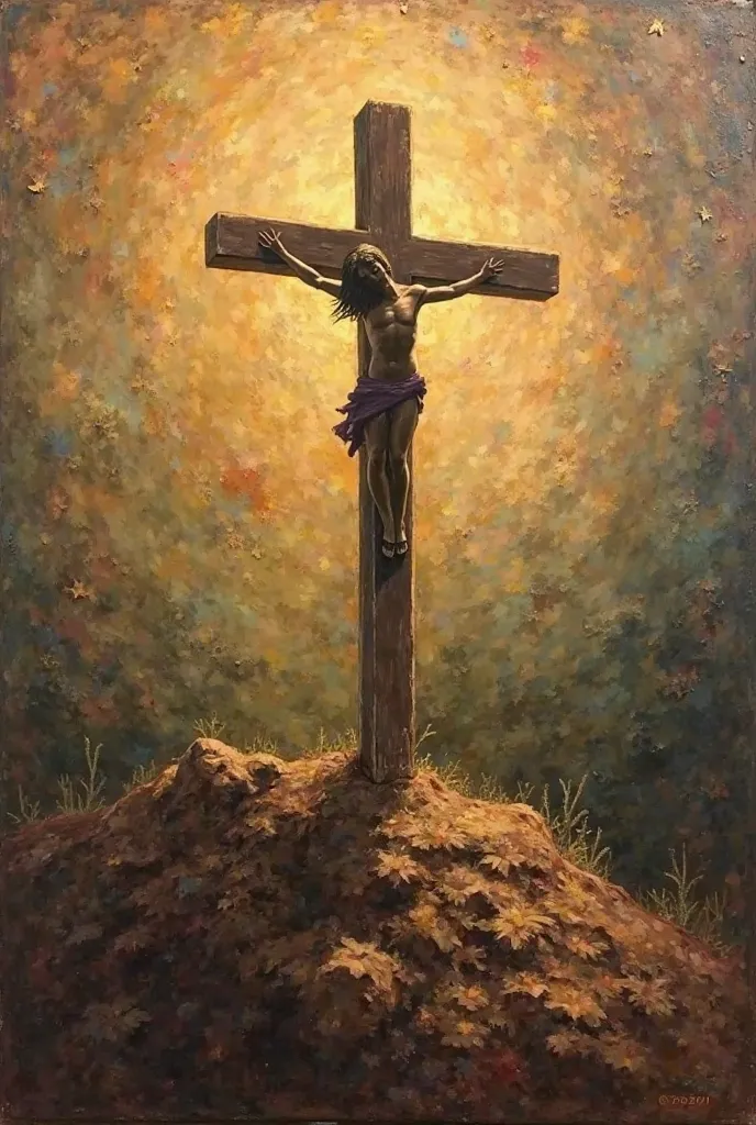 A painting with this caption Lord thanks for the cross. Even if right now we had nothing on the table, neither clothes nor shelter or health, for what you did on the cross, we would have you forever and that would be enough.
thank you.