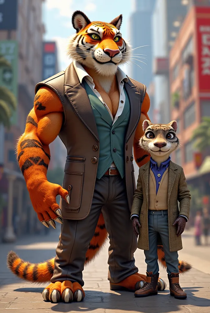 zootopia 2 he muscular tiger and she dwarf otter wearing clothes