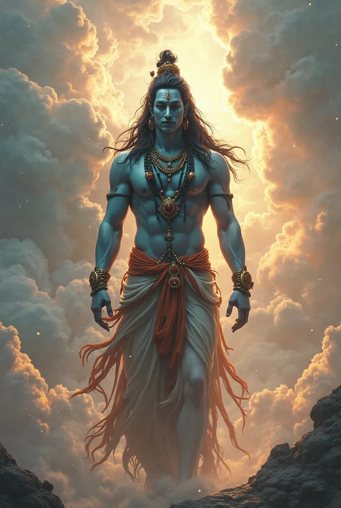 God mahadev ji standing in heaven like human 