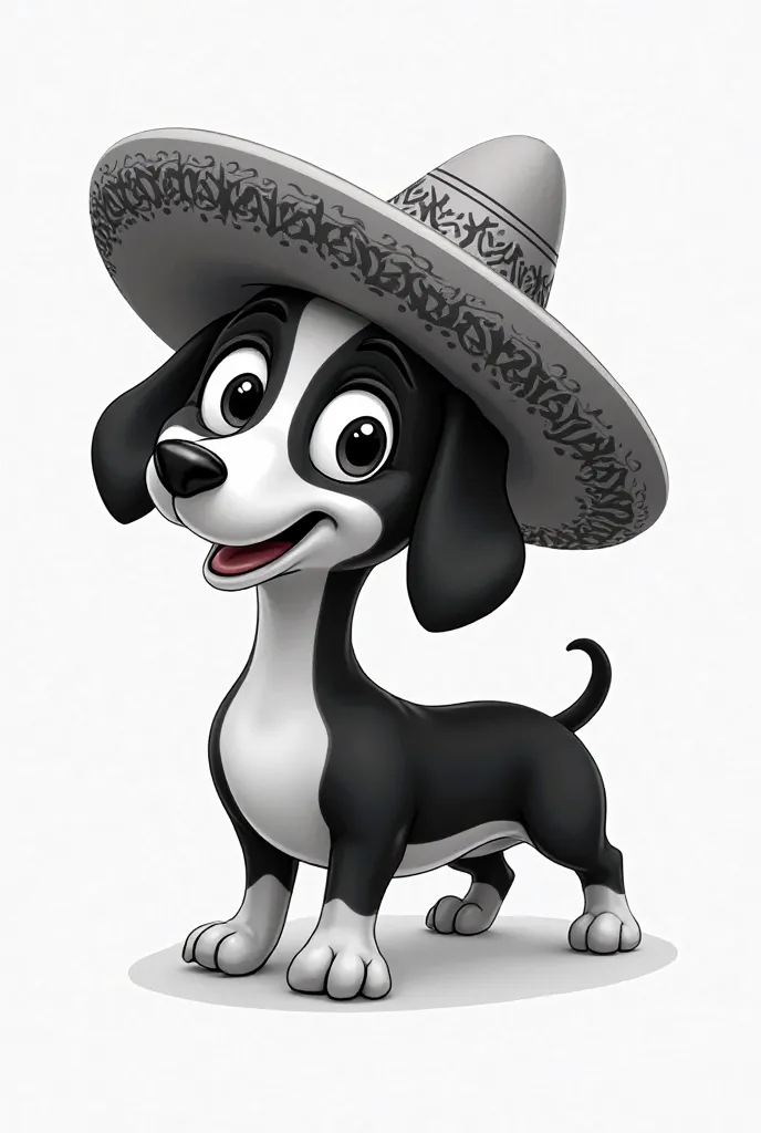 Black and white dachshund with Mexican hat(animated for logo )