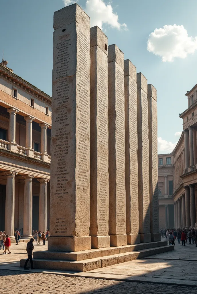 Ancient Roman law hung in the square inscribed on 12 tablets