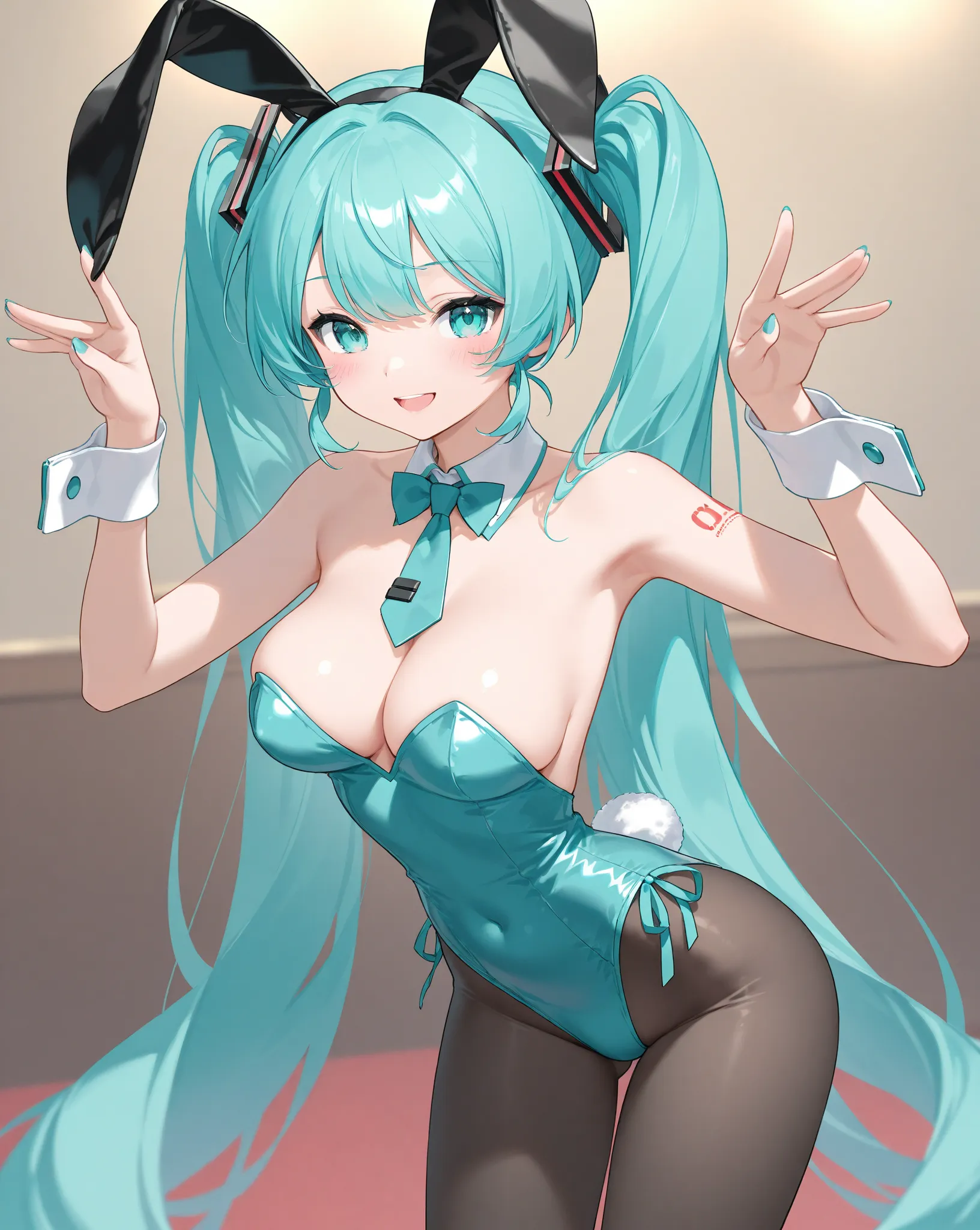 Hatsune Miku、Beautiful breasts、highest resolution、best image quality、Face Zoom、front、bunny girl、