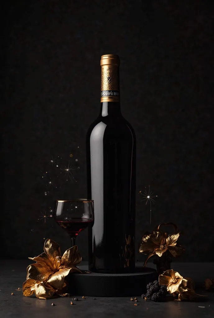 He wants you to help me create what a presentation of a red wine with a black and gold theme would look like