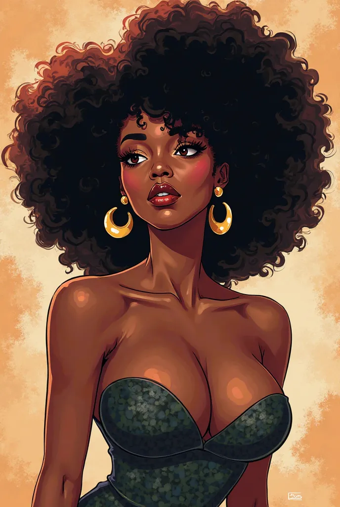 Naked Large breasts, Afro, Large breasts,  black woman
Crescent Earrings, Anime Style, 